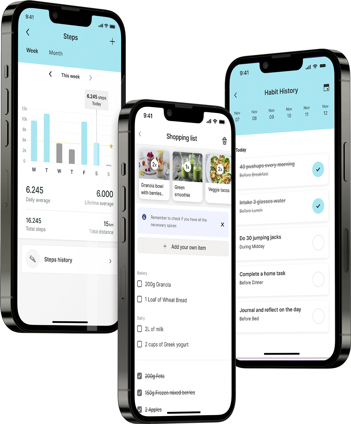 A mockup of the coaching app showcasing the features.